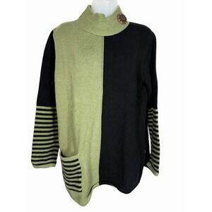 Neon Buddha Serene Pullover Sweater XL‎ Artsy Lagenlook Wearable Art Boho